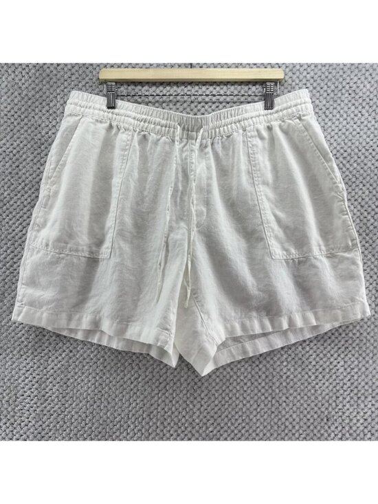 Lands' End Pants - Women  White Pull On Elastic Waist Draw String Pockets